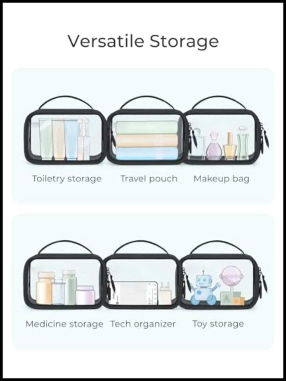 TSA Approved Clear Toiletry Bag with Handle, Water-Resistant PVC Makeup Bag